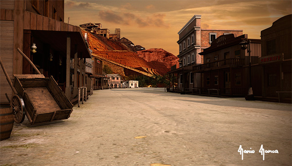 Scena cinematografica 3D e sfondo reale