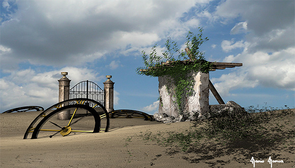 Scena  3D e cielo reale 