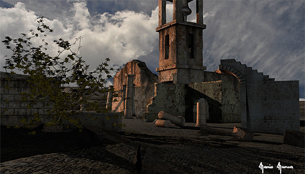 Scena  3D e cielo reale 