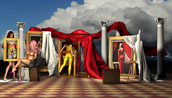 Scena  3D e personaggi 