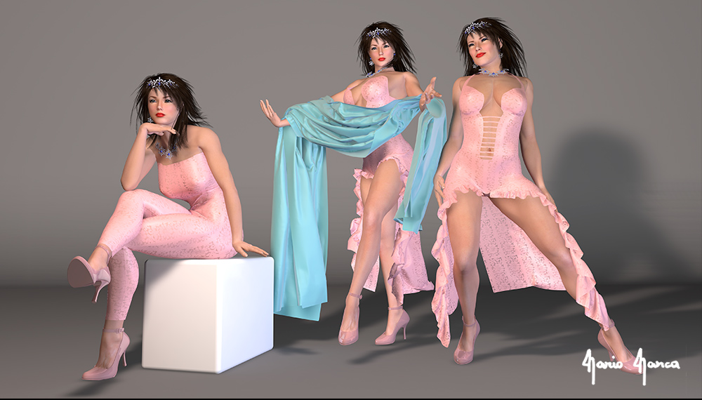 Figure di modelle con abiti rosa