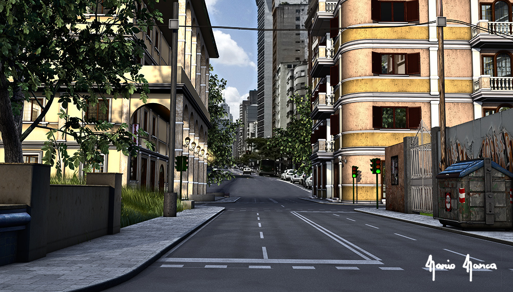 Rappresenrazione strada urbana di città  a media densità abitativa